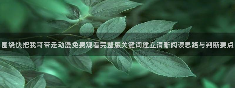 连载动画：围绕快把我哥带走动漫免费观看完整版关键词建立清晰阅读思路与判断要点